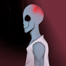 a drawing of a person with a red spot on their forehead