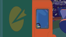 a cartoon drawing of a man driving a car with a sign above him that says harvest