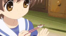 ushio clannad eating chopsticks cute