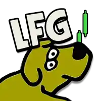 a drawing of a dog with the words lfg on it