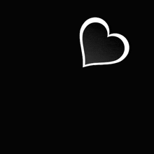 three white hearts on a black background with a white outline