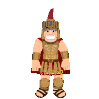 a cartoon of a roman soldier with a red cape