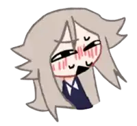 a cartoon drawing of a girl with long hair and a tie making a face .