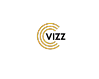 a logo for vizz with a yellow circle and black text