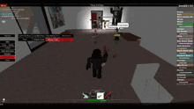 a screenshot of a roblox game shows a person holding a gun
