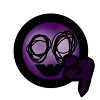 a purple and black circle with a smiley face inside