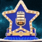 a blue star with a microphone in it