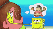 a cartoon of spongebob talking to patrick