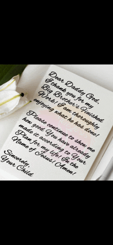 a piece of paper with the words dear daddy god written on it