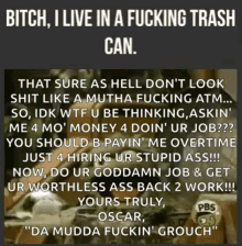 Oscar The Grouch Bitch I Live In A Fucking Trash Can GIF - Oscar The Grouch Bitch I Live In A Fucking Trash Can Sesamestreet GIFs