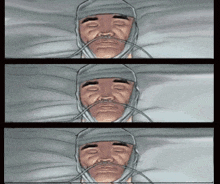 a cartoon of a man with bandages on his head