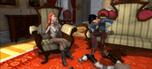 a man and a woman sitting on a couch in a living room