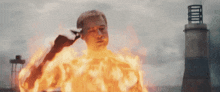 a man with flames coming out of his body