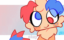a drawing of a cartoon character with the word okay in the corner