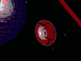 a computer generated image of a sphere with a red circle on it