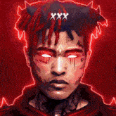 a drawing of a man with a tattoo on his face that says xxx