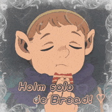 a cartoon of holm solo de bread with hearts around it