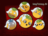 a bunch of pineapples with different facial expressions and the words imgtolmg.al on the bottom