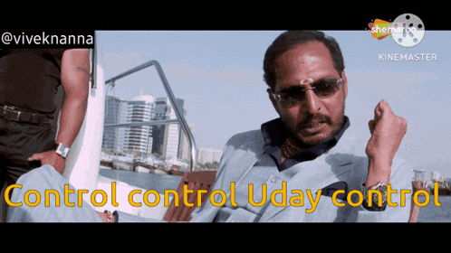 a man on a boat with the words 