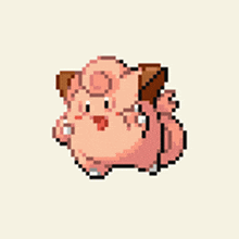 a pixel art drawing of a pig with a stick in its mouth