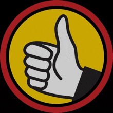 a hand is giving a thumbs up sign in a circle .