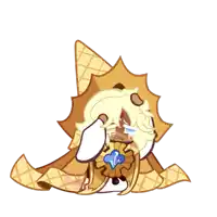 a cartoon character with a waffle cone on their head is crying