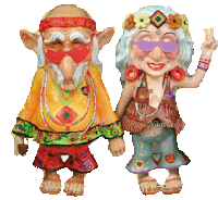 Hippies Old Sticker - Hippies Old Couple Stickers