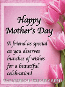 a happy mother 's day card with pink flowers on a pink background