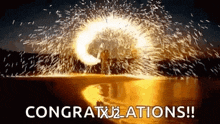 a congratulations message with a person spinning sparklers