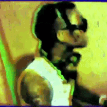 a painting of a man with a beard and sunglasses