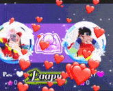 a purple background with hearts and the name paap on it