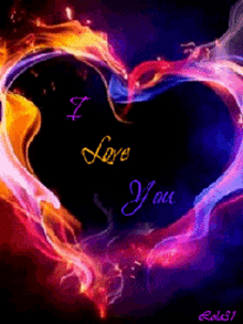 i love you heart lettering fire burning flame