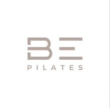 a logo for be pilates is shown in a white background