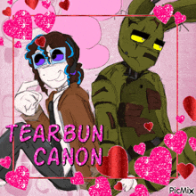 a drawing of a boy and a bunny with the words tearbun canon written on the bottom