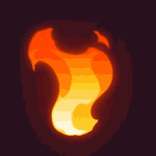 a cartoon flame is glowing in the dark .