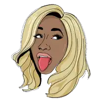 a cartoon drawing of a woman sticking out her tongue