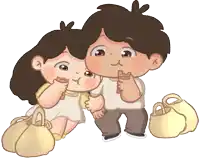 a boy and a girl are eating snacks together