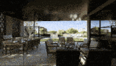 an artist 's impression of a patio area with a dining table and chairs