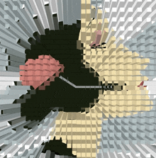 a computer generated image of a woman 's face surrounded by a grid of squares