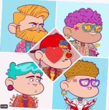 a collage of cartoon characters with one wearing sunglasses that say mayo