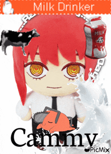 a stuffed animal with red hair and the name cammy