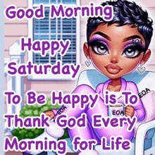 a cartoon girl is sitting in a chair holding a cup of coffee and a plant .