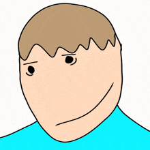 a cartoon drawing of a man 's face with a blue shirt