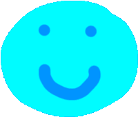 a blue smiley face with a surprised look on his face