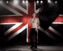 singing flag falling united kingdom uk flag jumping