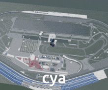an aerial view of a race track with the letters sya on the bottom