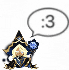 a cartoon character with a speech bubble with the number 3