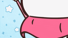a cartoon drawing of a person wearing a pink scarf