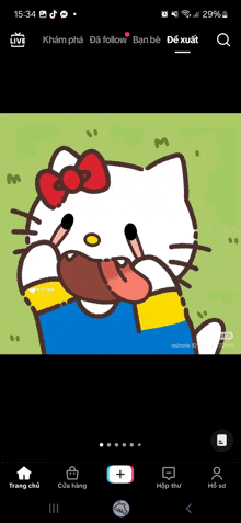 a screenshot of a hello kitty cartoon on a phone