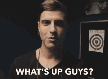 a man says what 's up guys next to a target